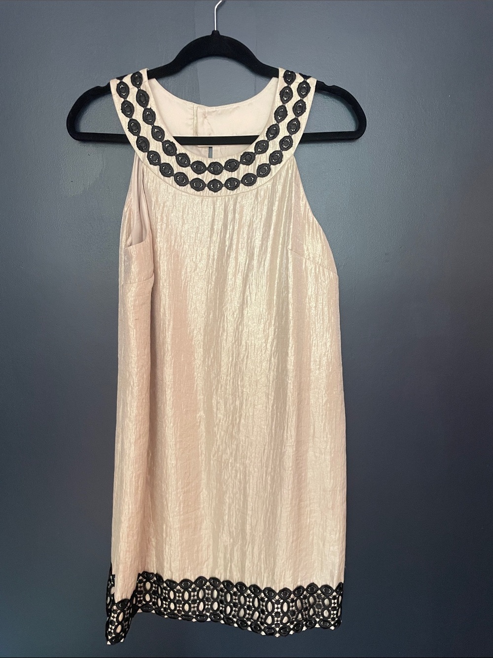 Nine West Cream Shift Dress with Black Beaded Accents